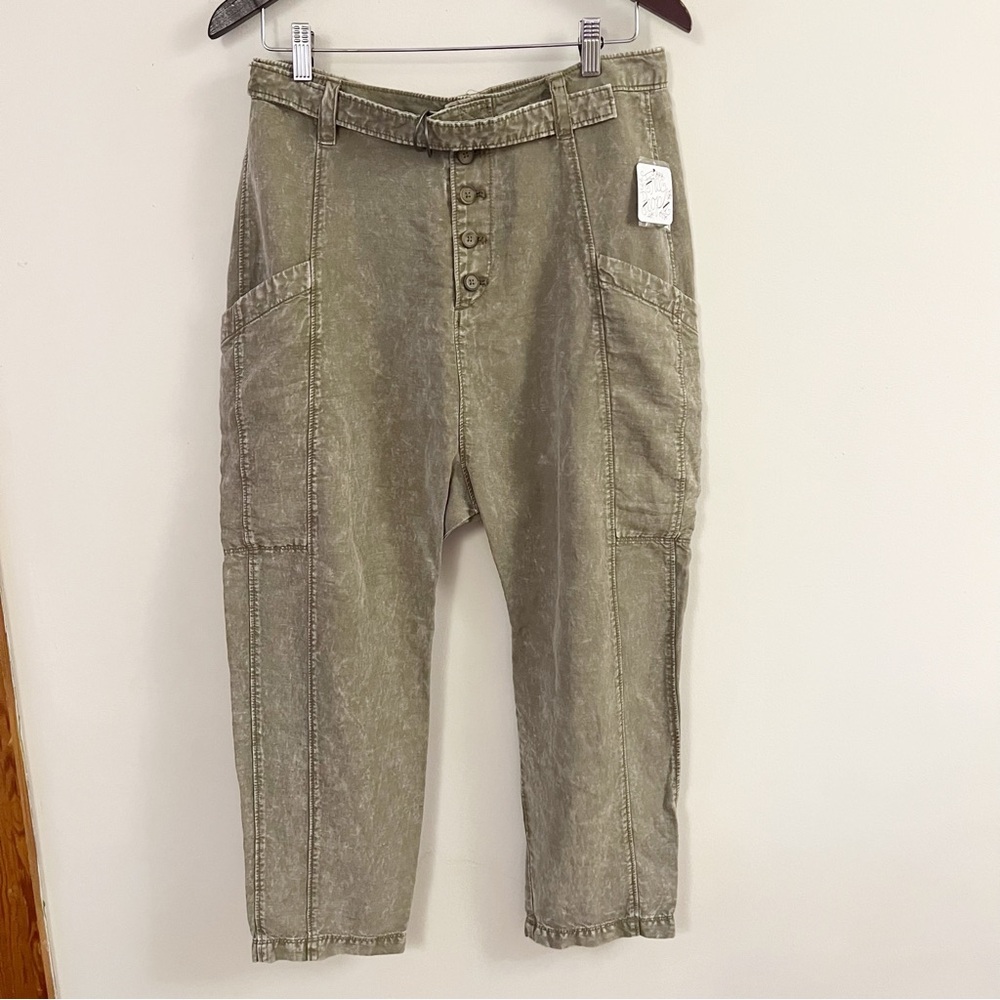 Free People Women’s Desert Days Harem Utility Pants Lightweight Green Size 6 NEW - Picture 3 of 11